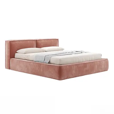 Velvet Upholstered Platform Bed 3d model