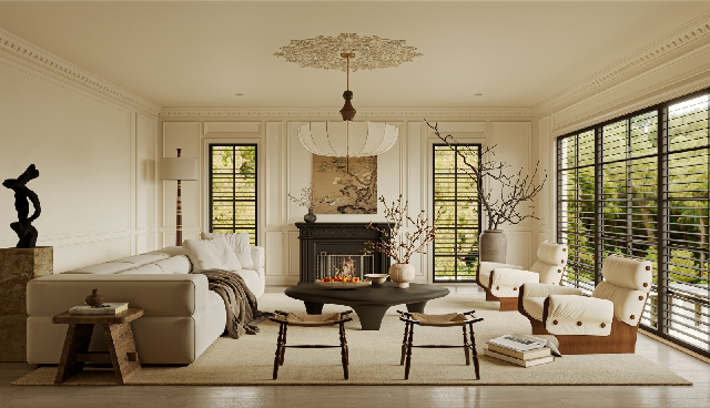 Mid-Century Modern Home Living Room