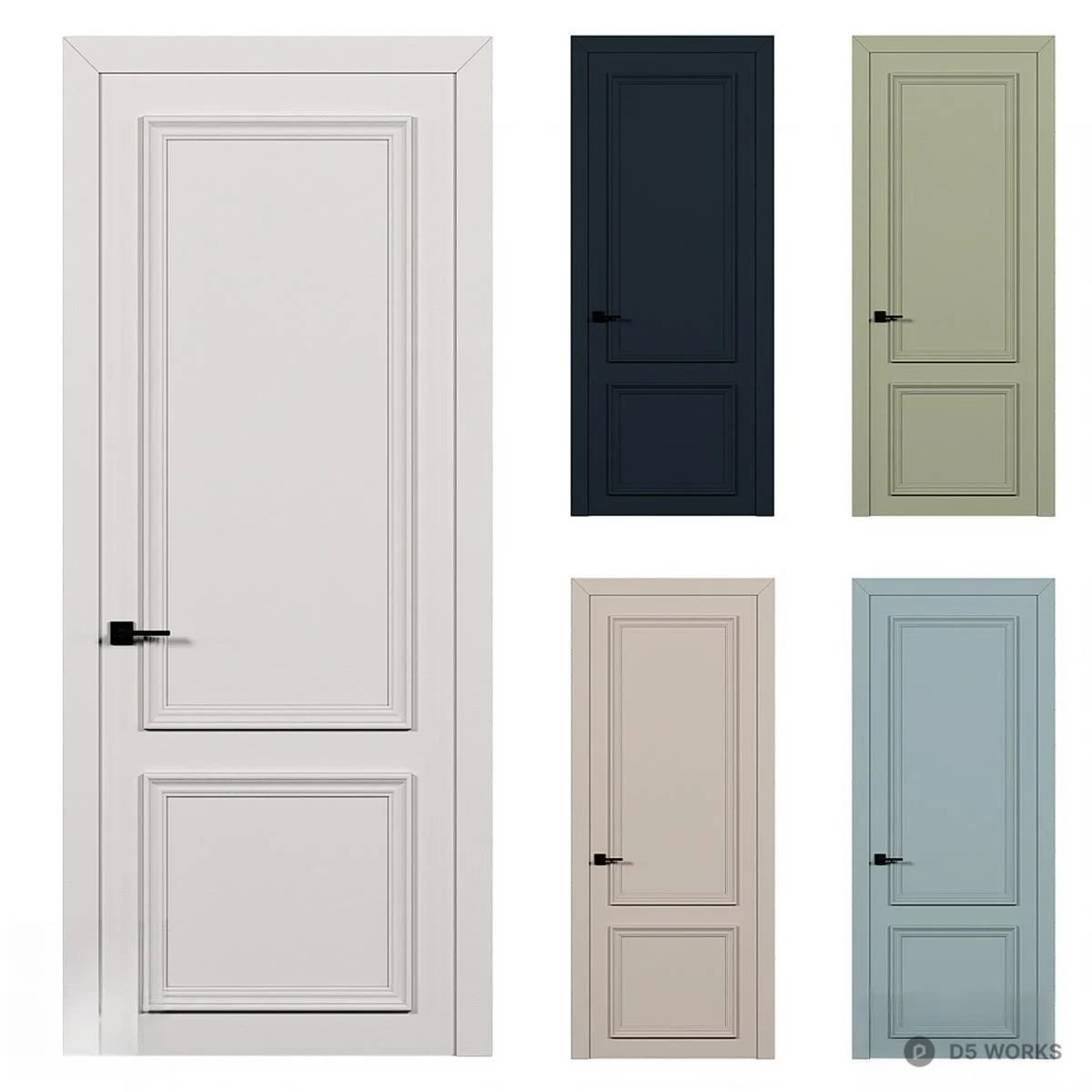 Modern Panel Door In Multiple Colors 3d model thumbnail 2