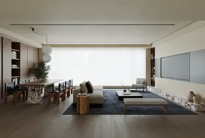 Minimalist Open Plan Living Dining Space 3d model