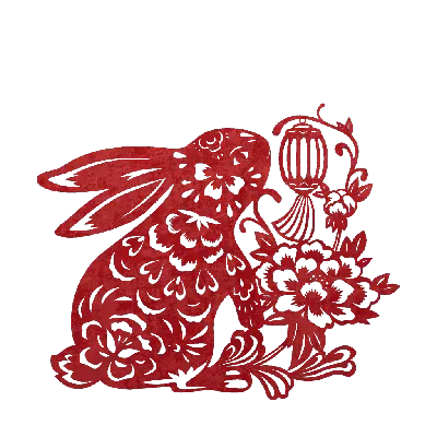 Chinese New Year rabbit paper cut-out window flower 3d model