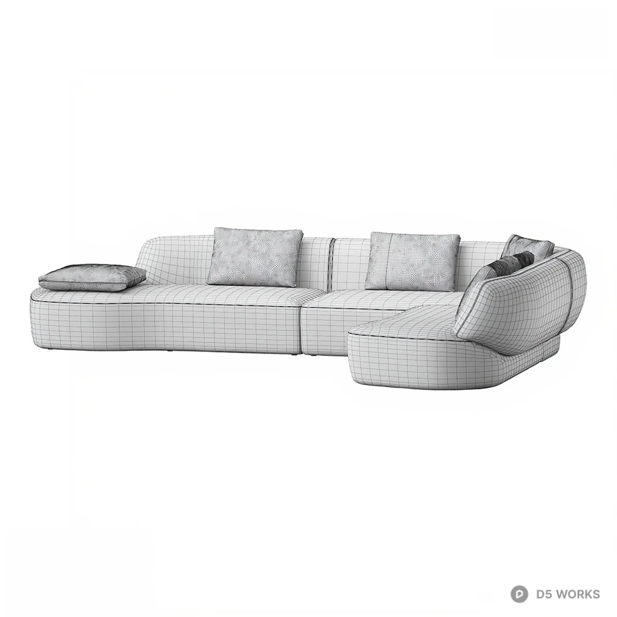 Modular Gray Fabric Sectional Sofa 3d model thumbnail 2
