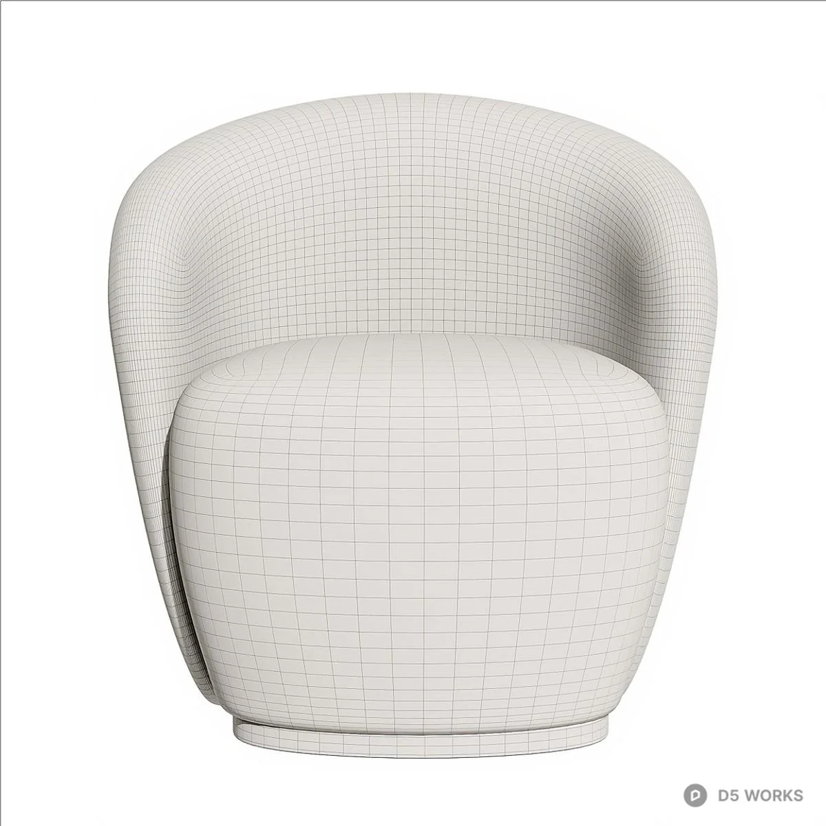 Textured Upholstered Armchair 3d model thumbnail 4
