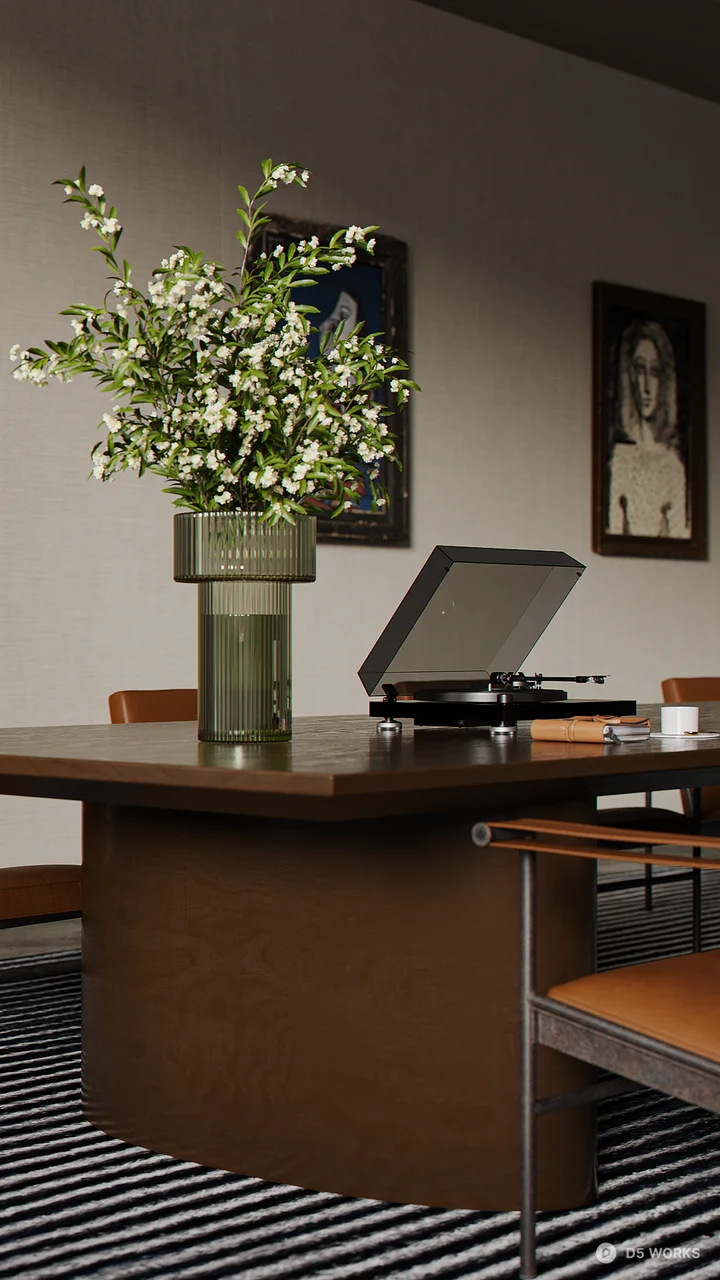 Modern Conference Room with Artistic Chandelier 3d model thumbnail 2