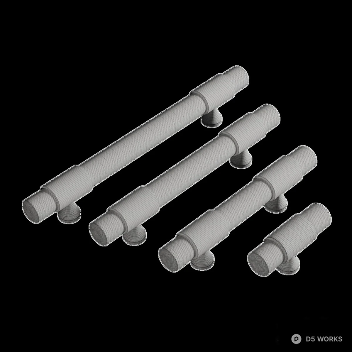 Marble Handle With Gold Finish 3d model thumbnail 2