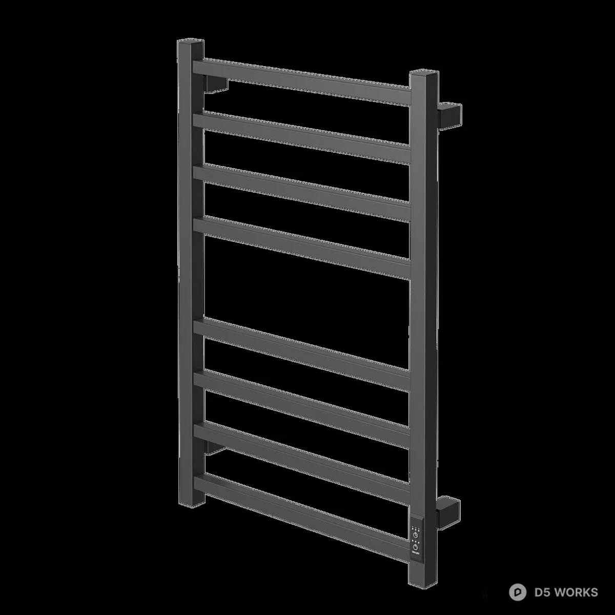 Minimalist Matte Black Towel Warmer Rack 3d model - Image 1