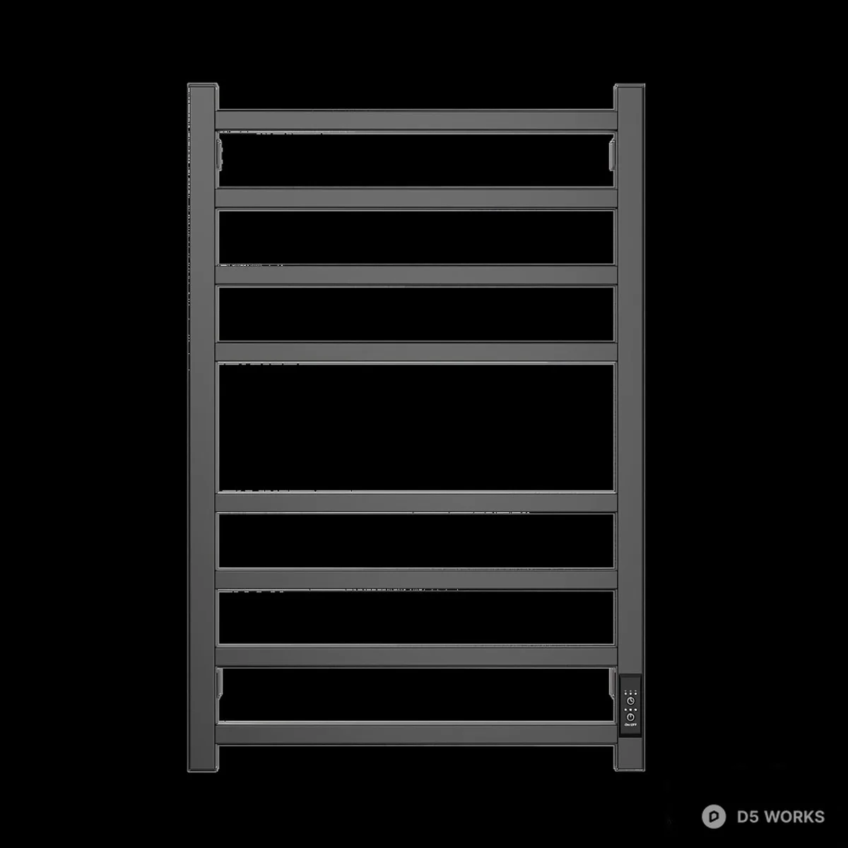 Minimalist Matte Black Towel Warmer Rack 3d model thumbnail 2
