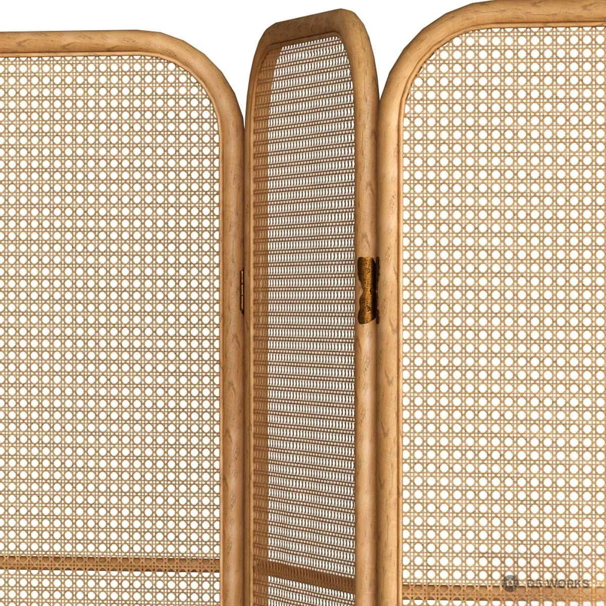 Rattan Three Panel Screen 3d model thumbnail 2