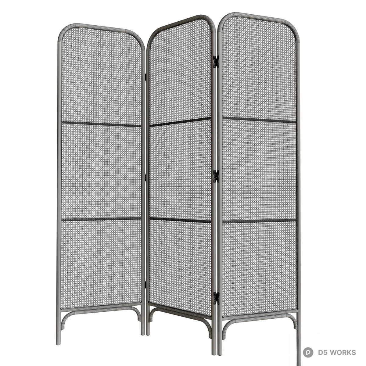 Rattan Three Panel Screen 3d model thumbnail 3