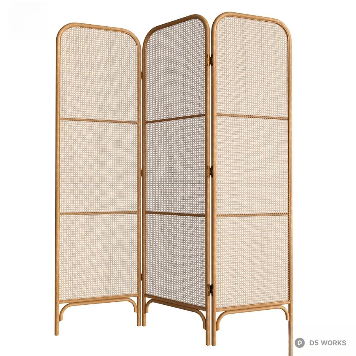 Rattan Three Panel Screen 3d model - Image 1