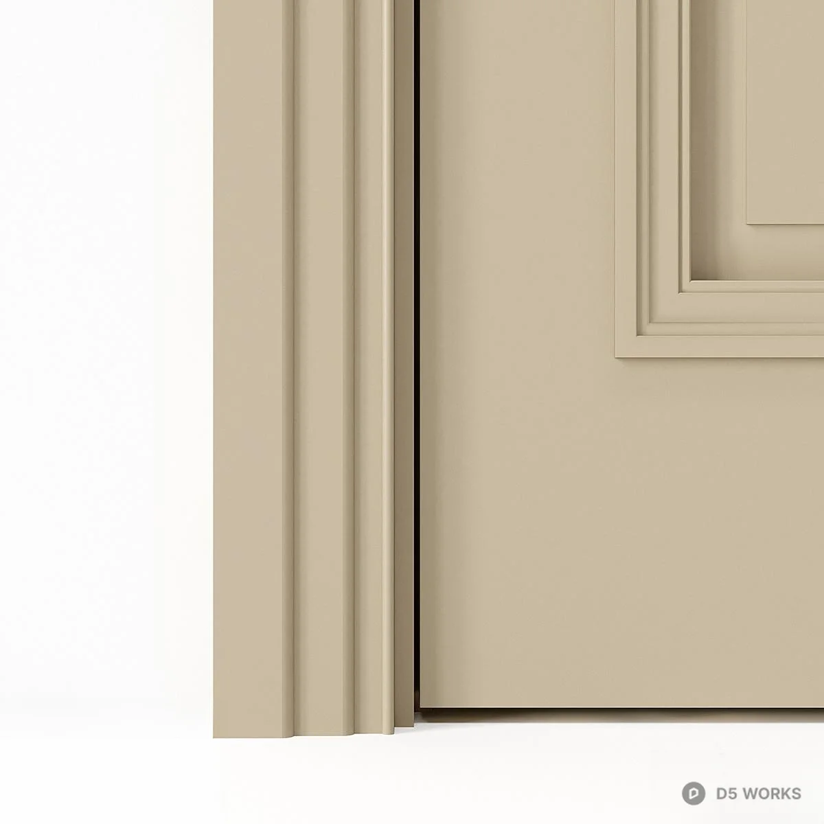 Classic Panel Door With Circular Motif 3d model thumbnail 3