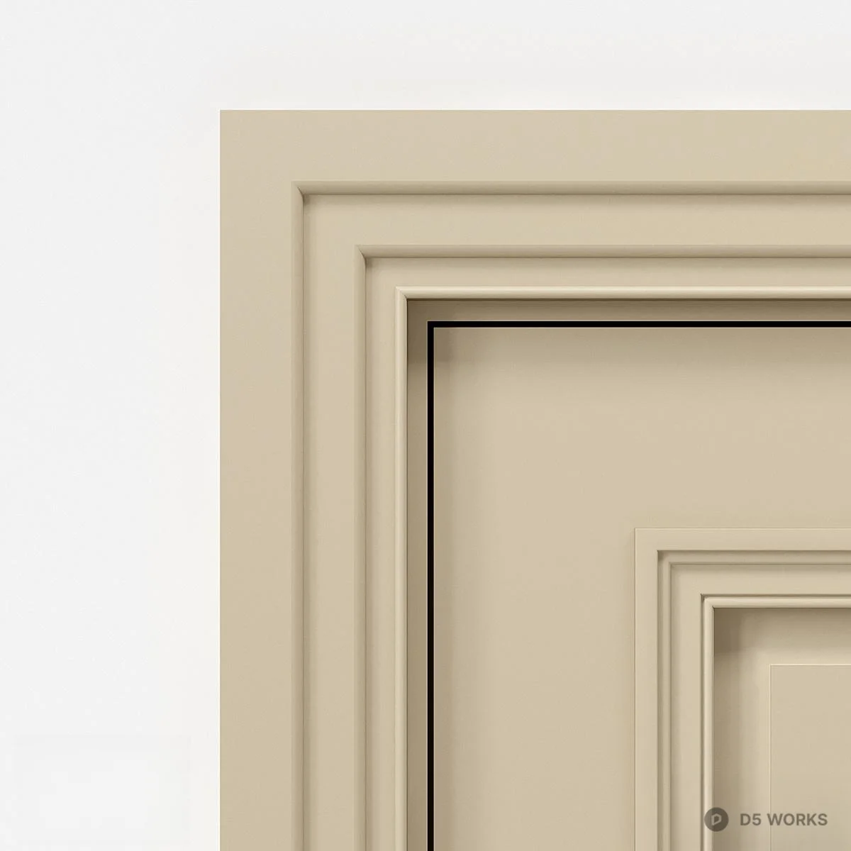 Classic Panel Door With Circular Motif 3d model thumbnail 2