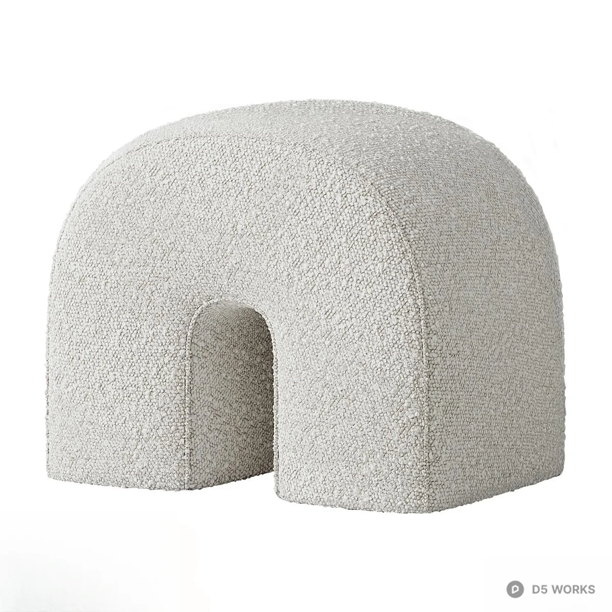 Bouclé Fabric Arch-Shaped Stool 3d model - Image 1