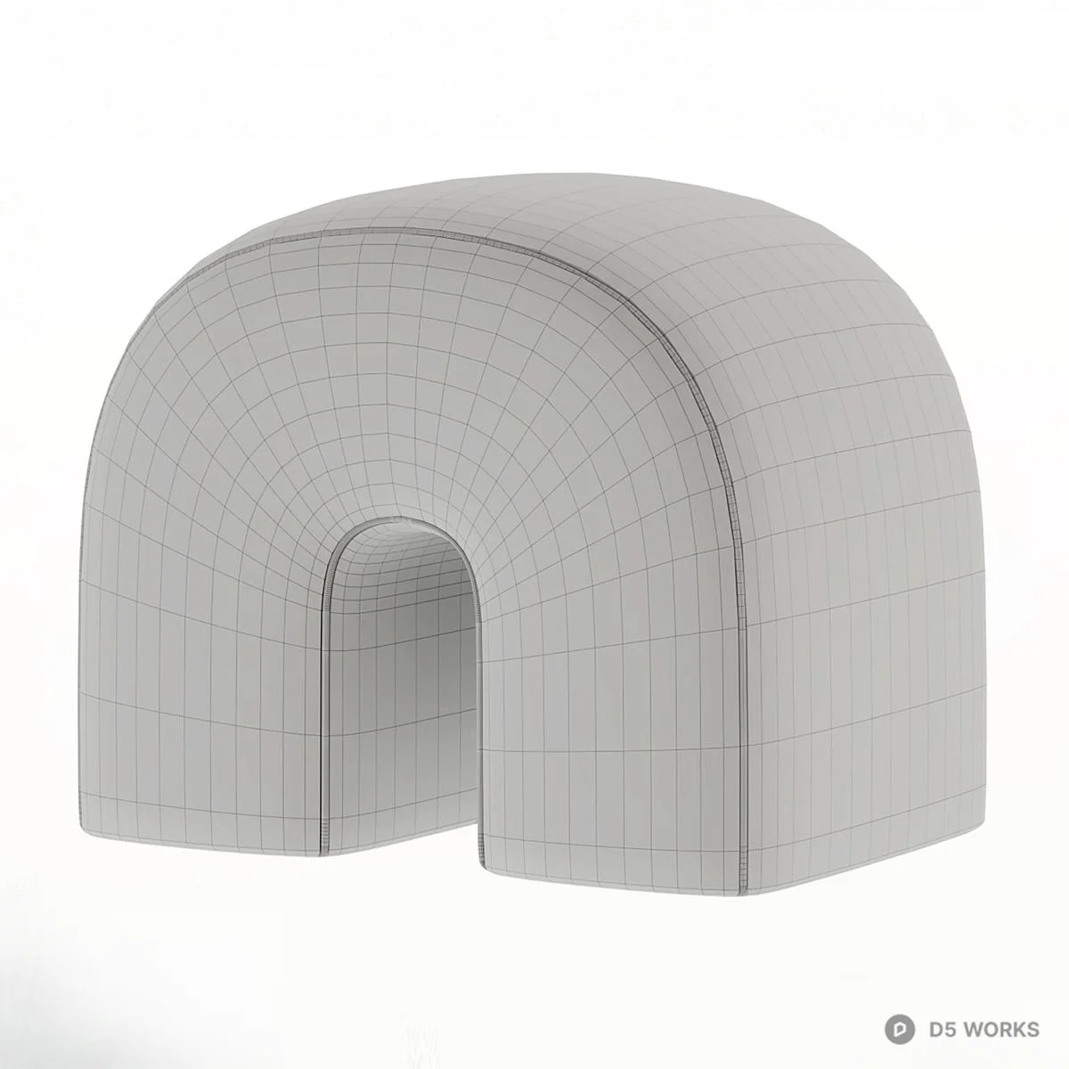 Bouclé Fabric Arch-Shaped Stool 3d model thumbnail 2