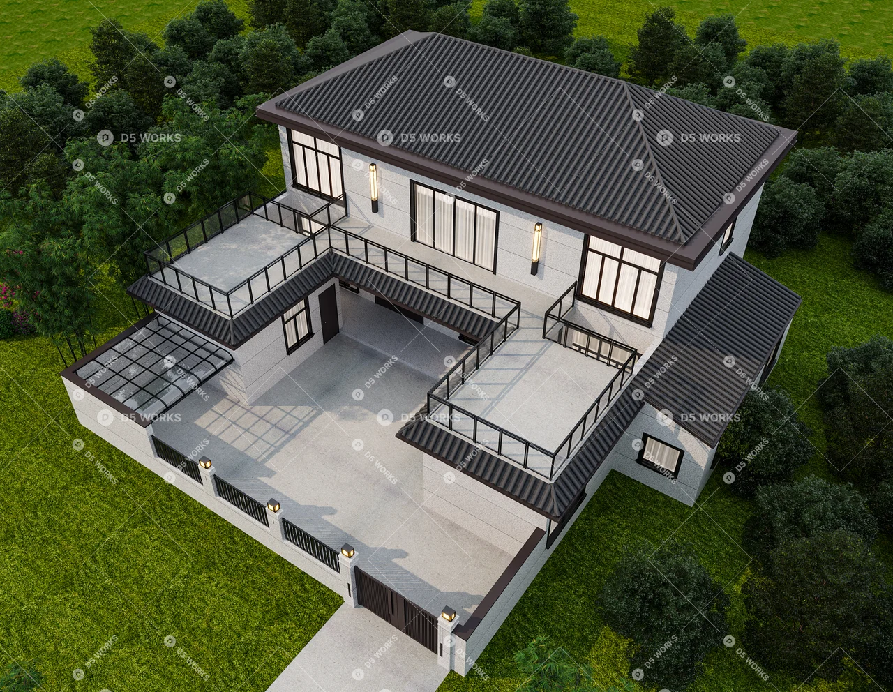 Chinese Detached Villa 3d model thumbnail 2
