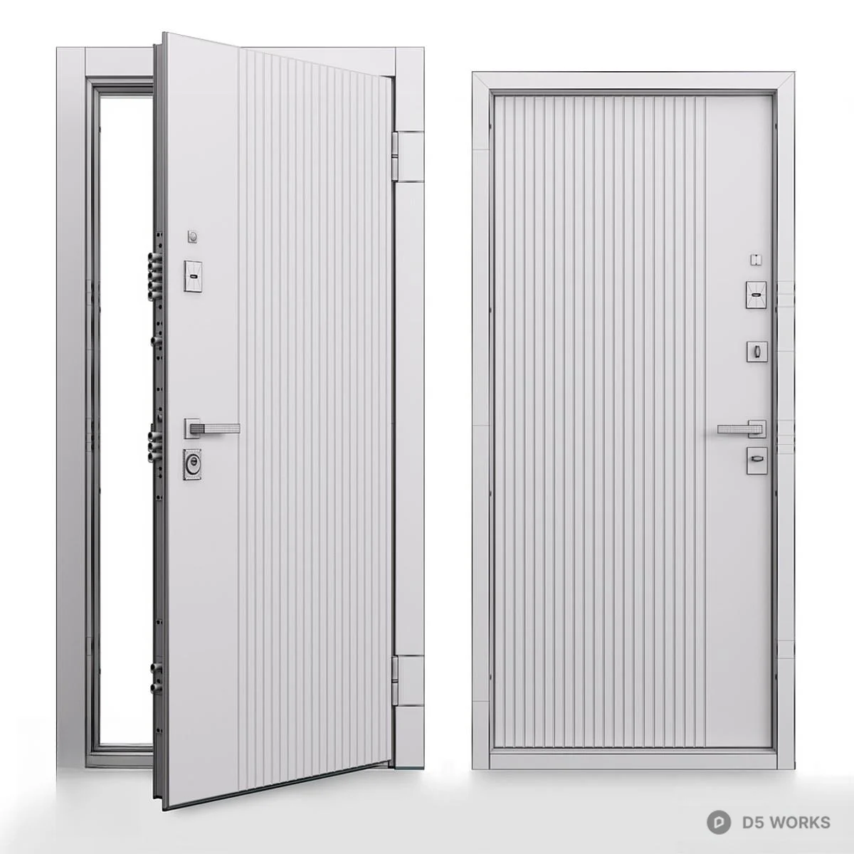 Textured Panel Single Door 3d model thumbnail 3