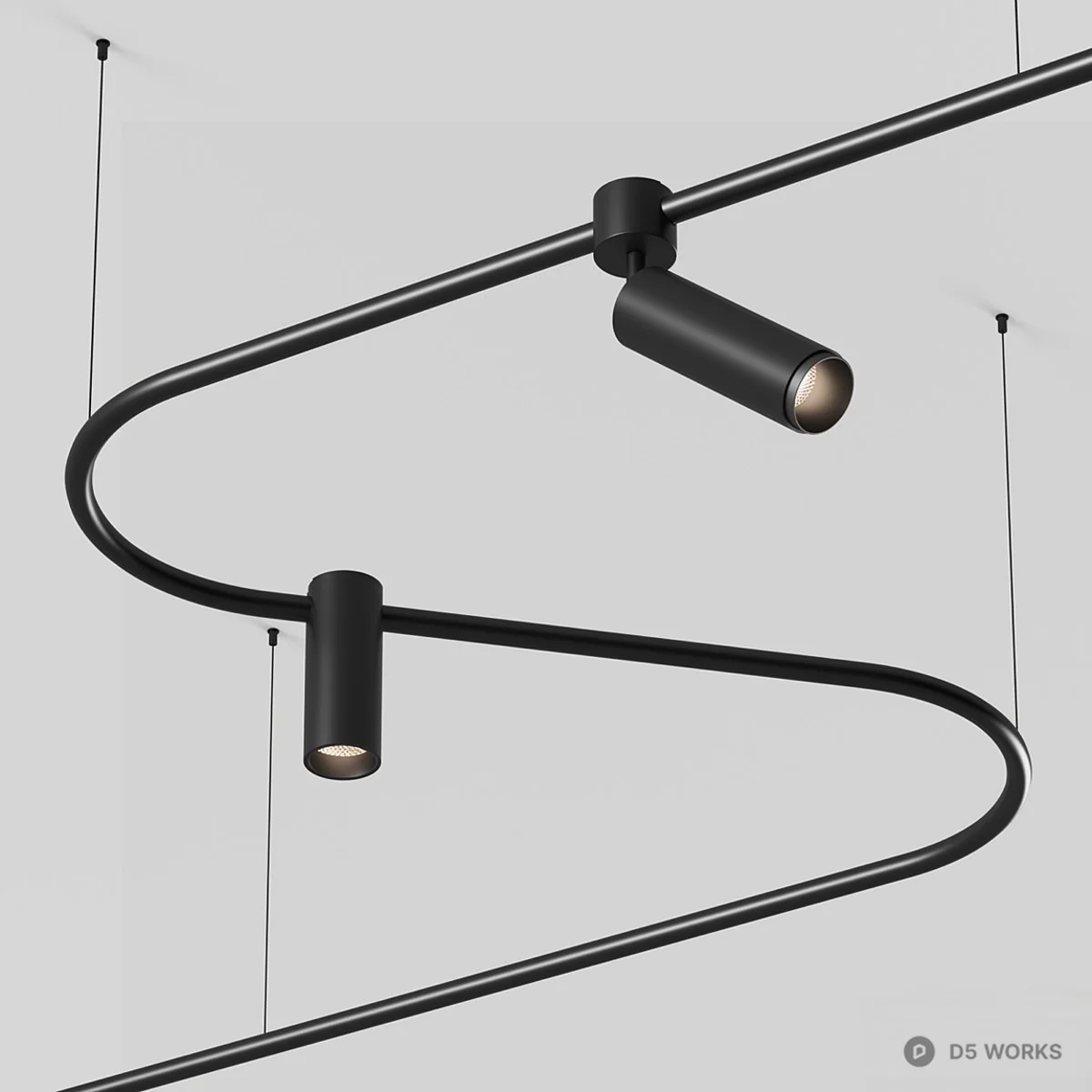 Minimalist Black Track Spotlight 3d model - Image 1
