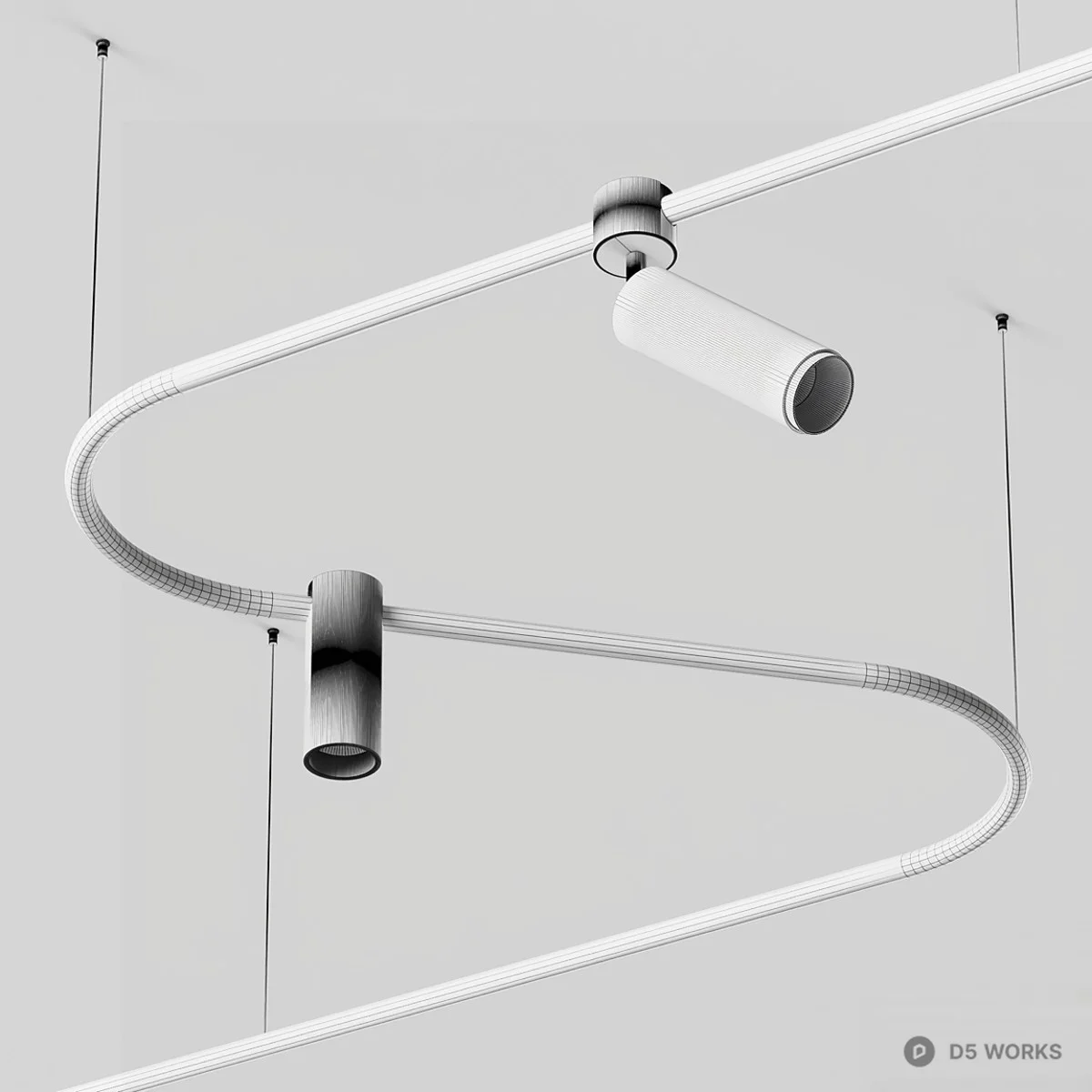 Minimalist Black Track Spotlight 3d model thumbnail 2