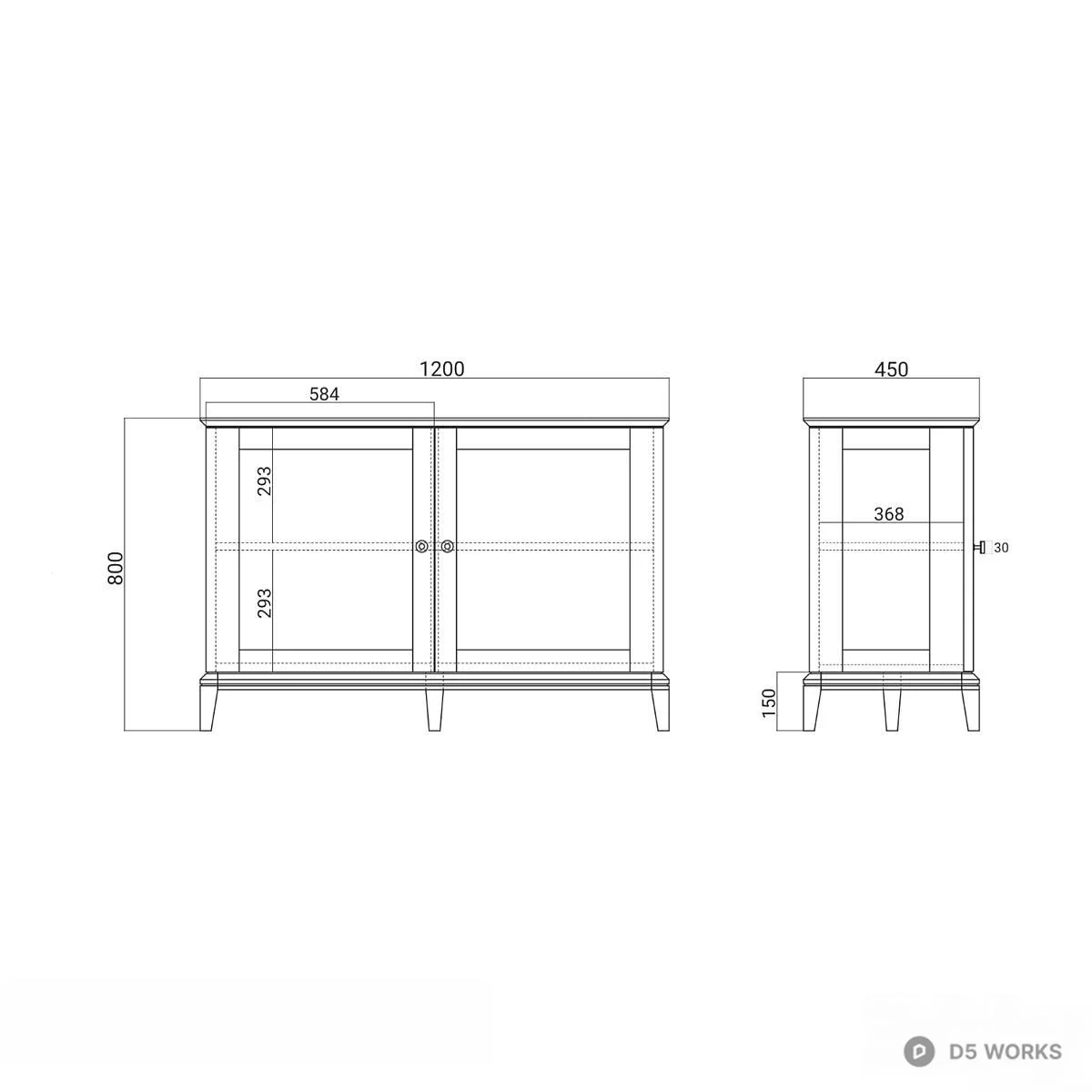 Olive Green Glass Door Cabinet With Wooden Base 3d model thumbnail 3