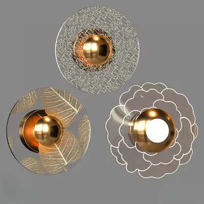 Artistic Leaf Pattern Wall Lamp 3d model