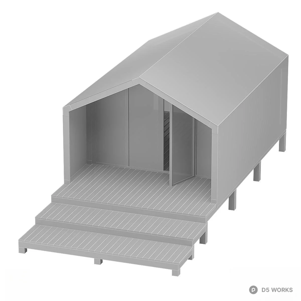 Modern Wooden Villa Structure 3d model thumbnail 4
