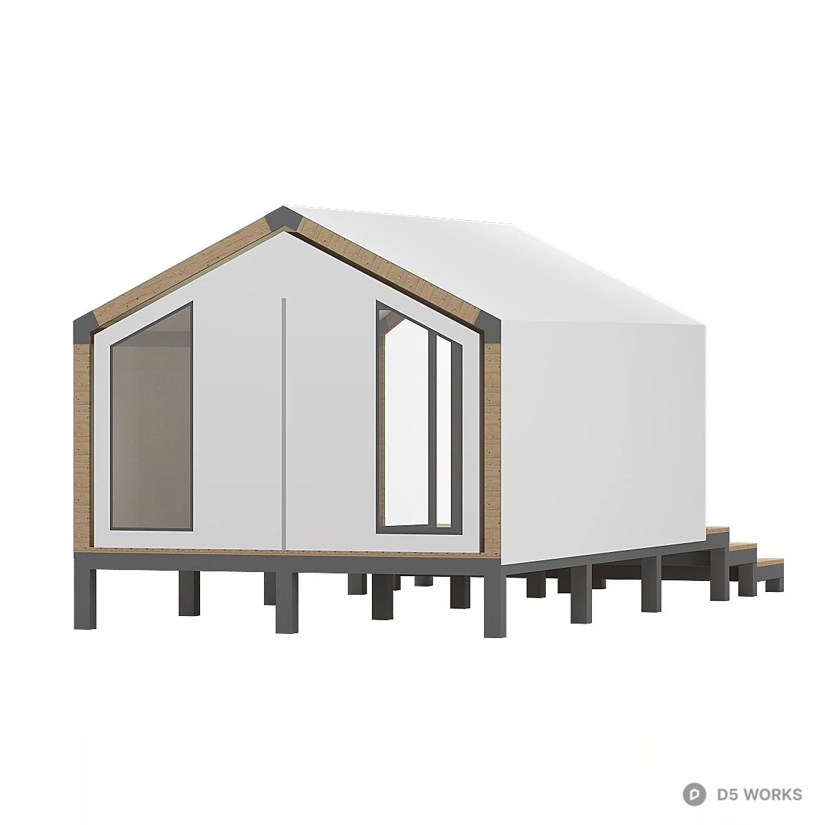 Modern Wooden Villa Structure 3d model thumbnail 2