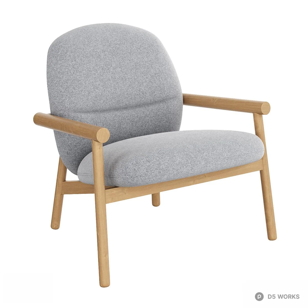 Wooden Frame Upholstered Lounge Chair 3d model thumbnail 2