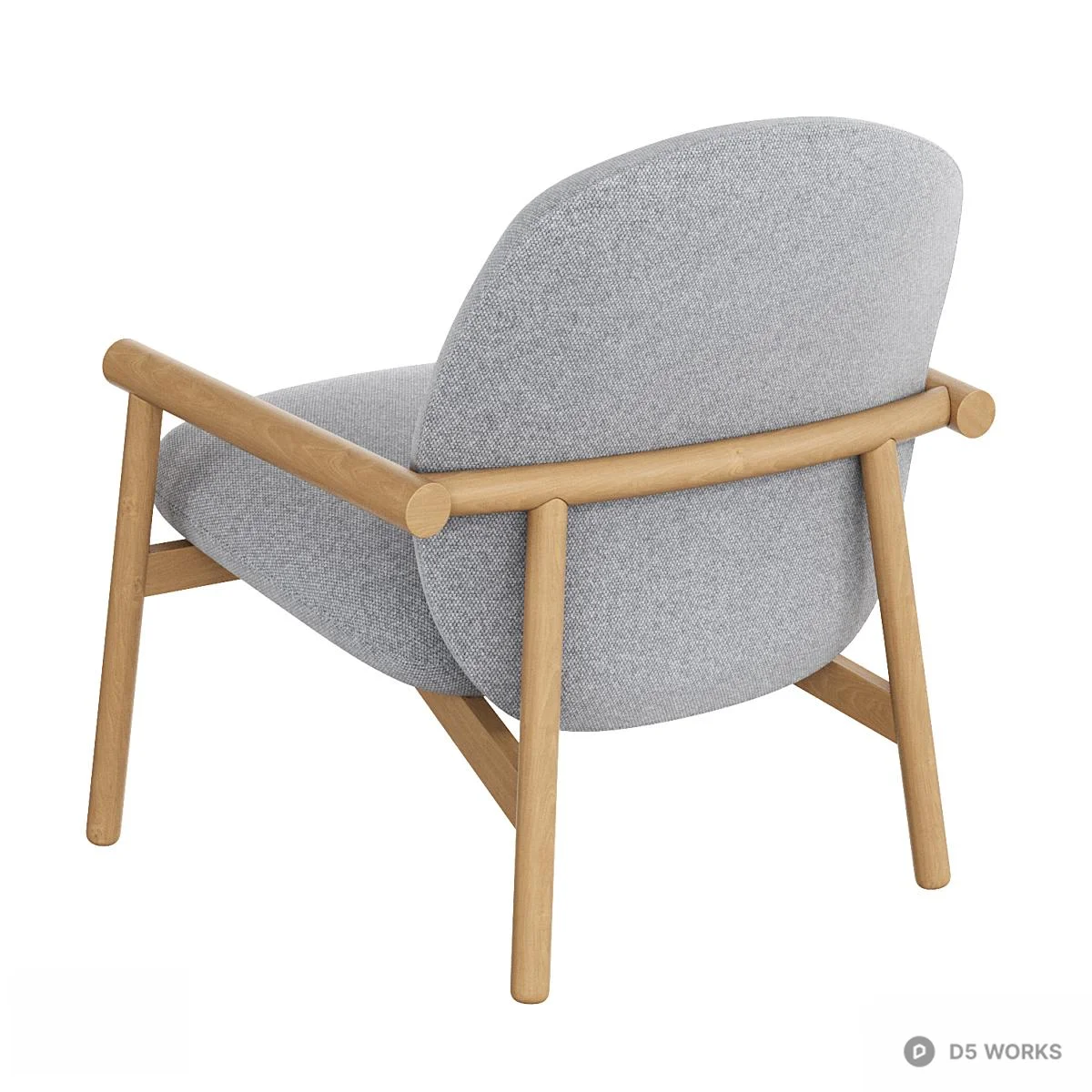 Wooden Frame Upholstered Lounge Chair 3d model thumbnail 3