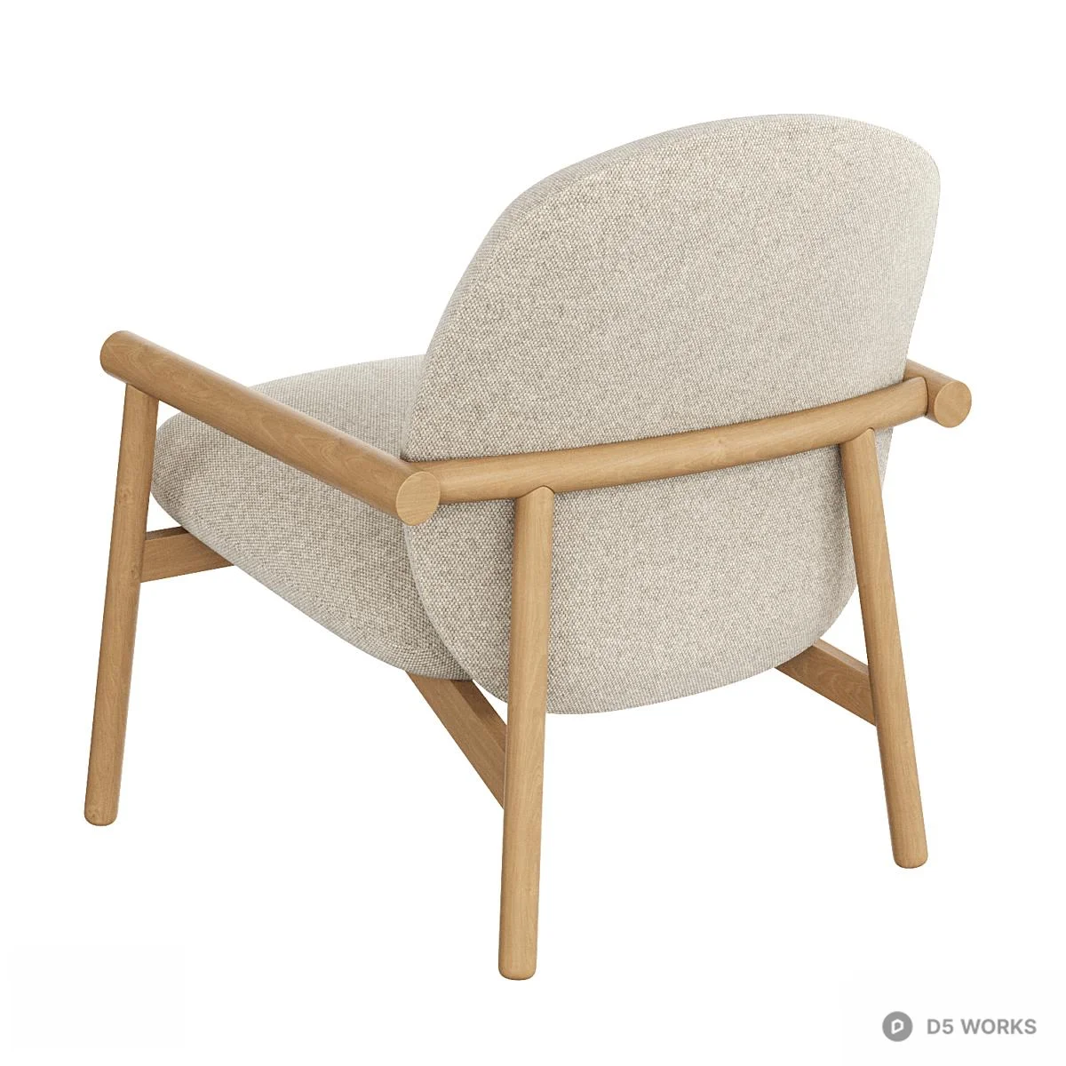 Wooden Frame Upholstered Lounge Chair 3d model thumbnail 4