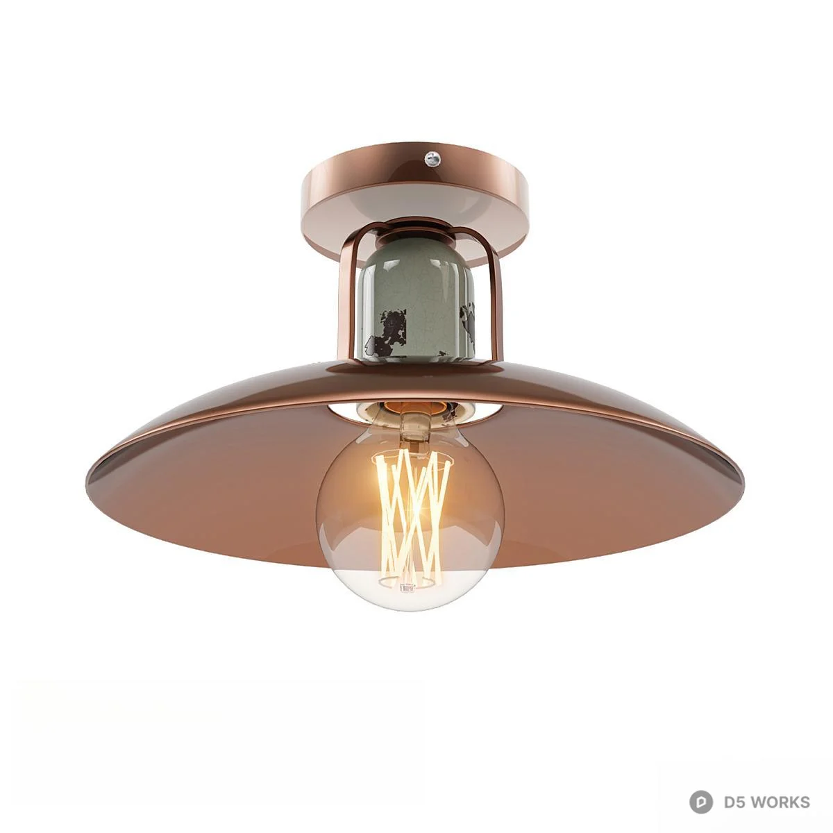 Copper Industrial Style Ceiling Light 3d model - Image 1