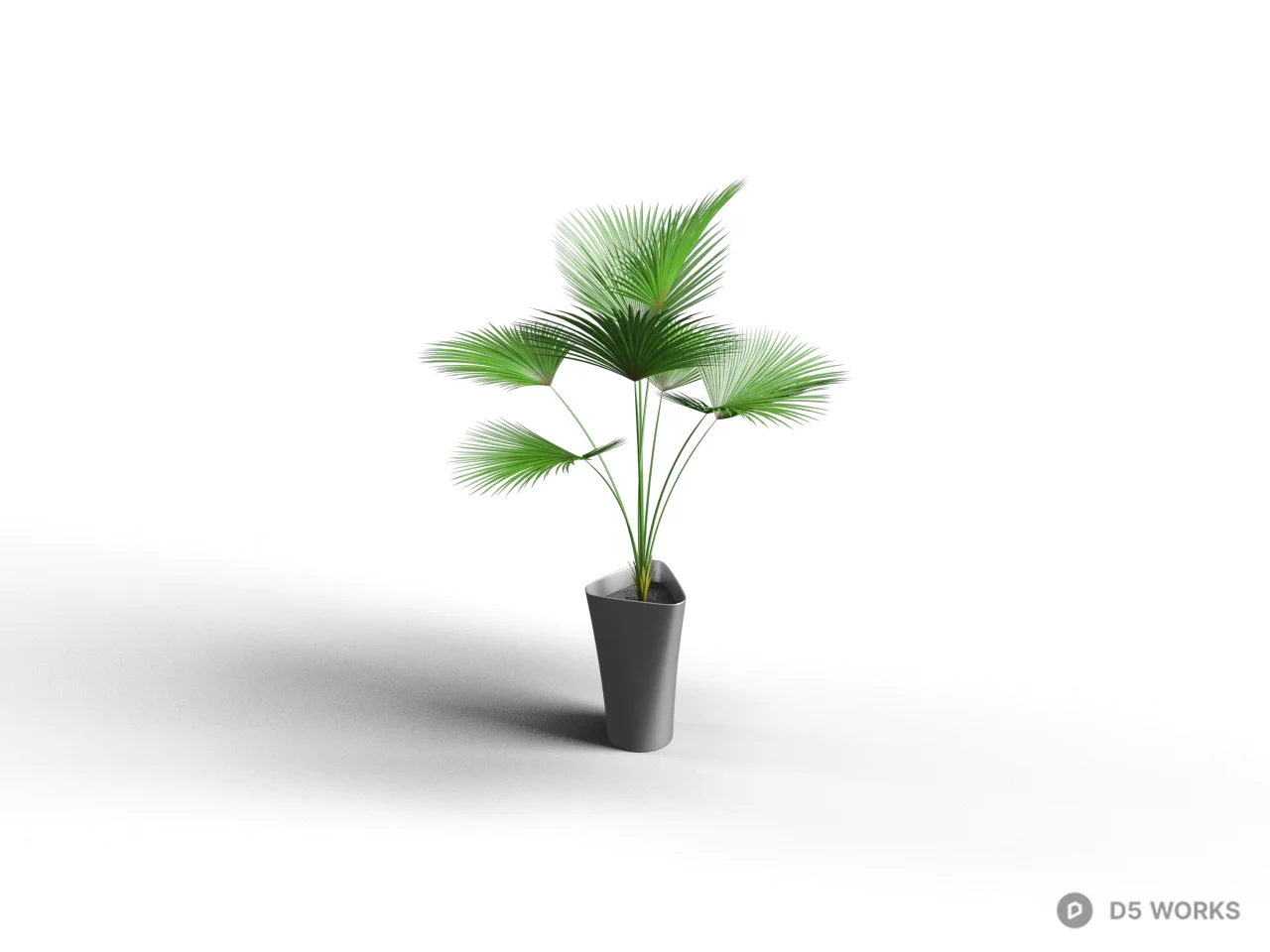 Potted Foliage Plant In Gray Pot 3d model - Image 1