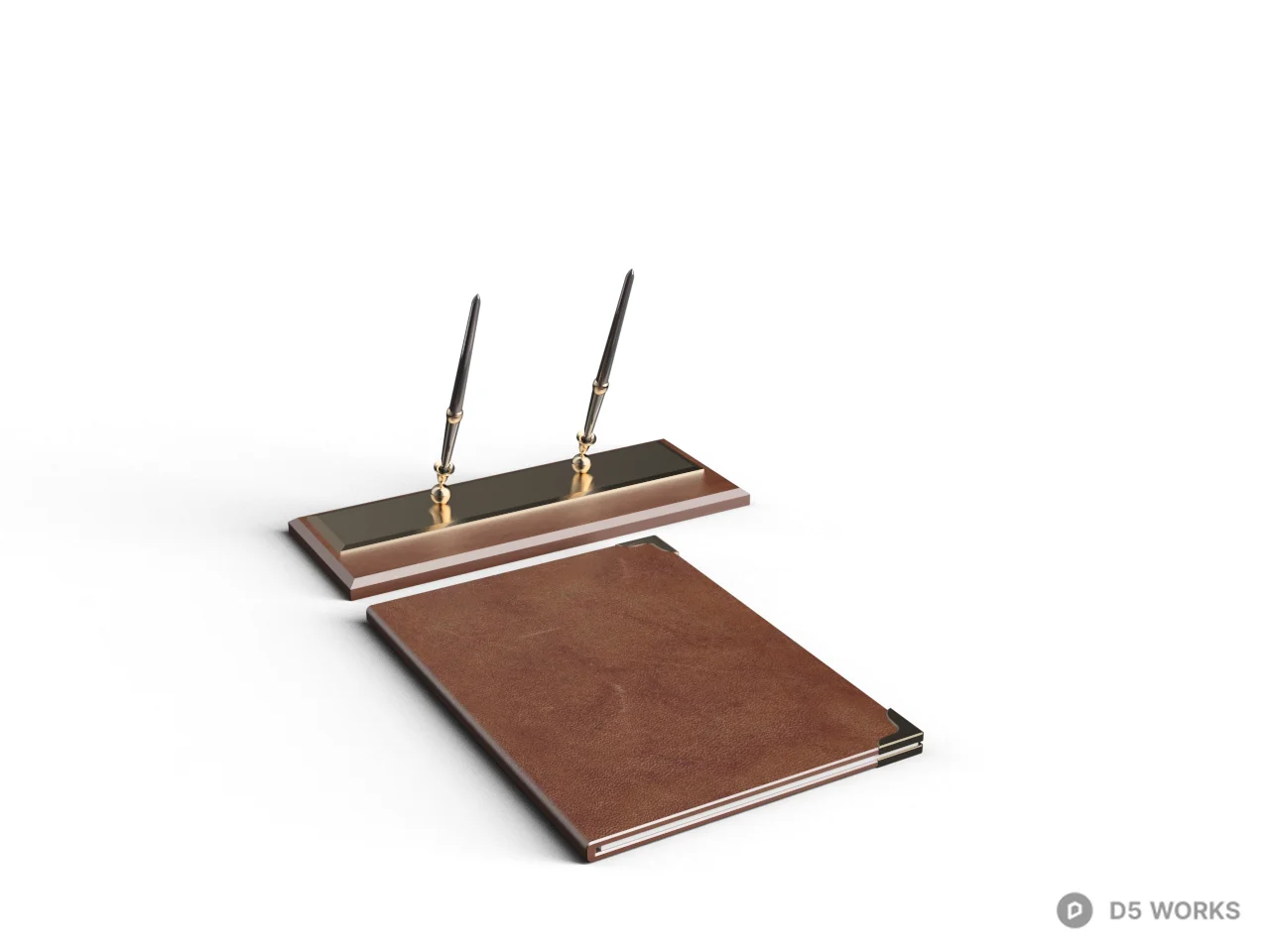 Copper Desk Organizer With Pen Holders 3d model - Image 1