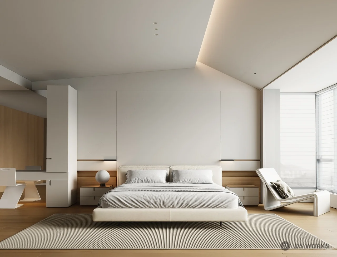 Minimalist Modern Bedroom with Ambient Lighting 3d model - Image 1