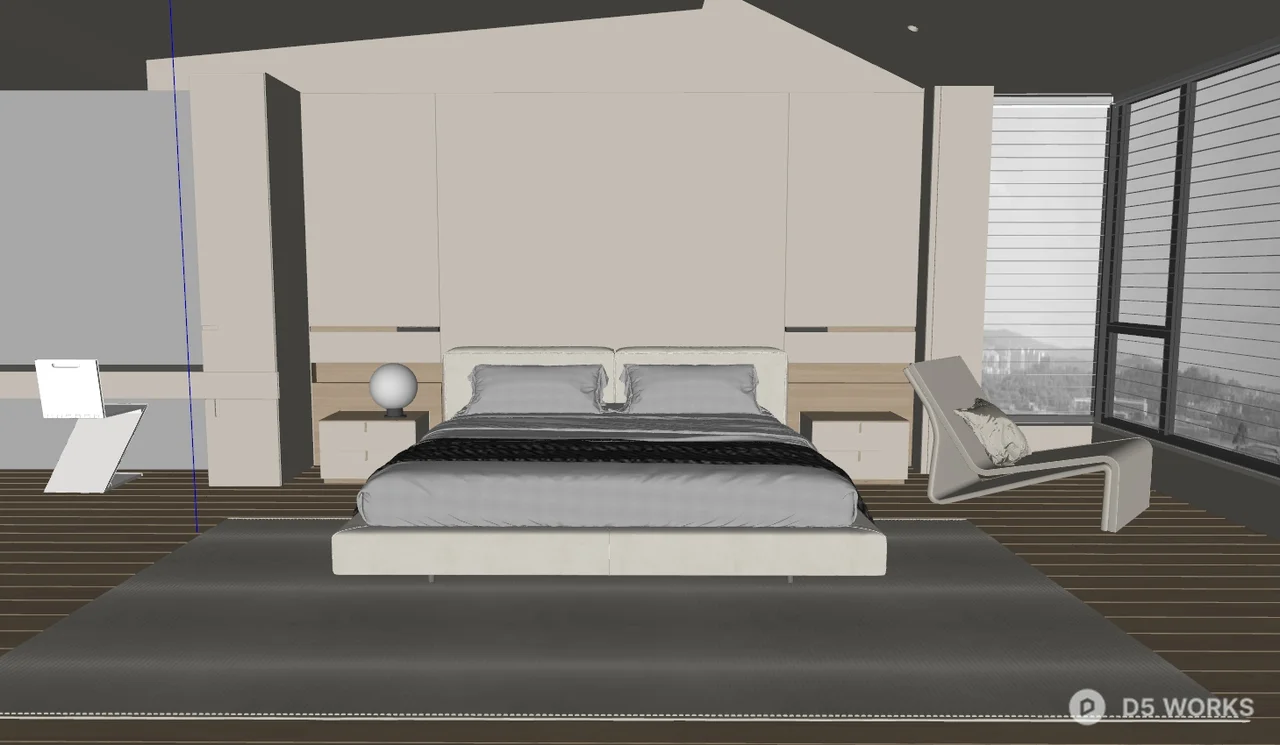 Minimalist Modern Bedroom with Ambient Lighting 3d model thumbnail 2