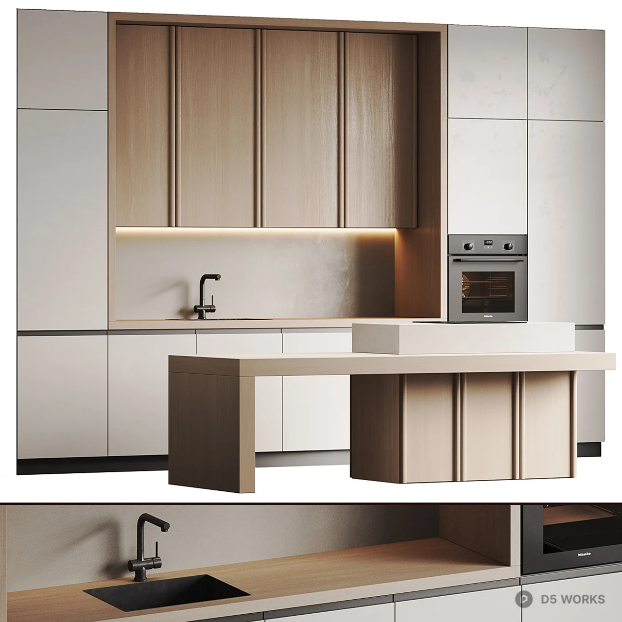 Minimalist Kitchen Cabinet Set 3d model thumbnail 2