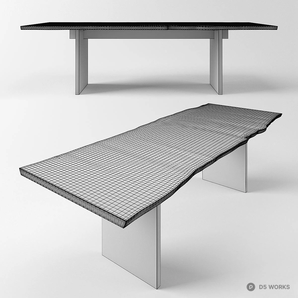 Live Edge Wood Dining Table 3d model thumbnail 2