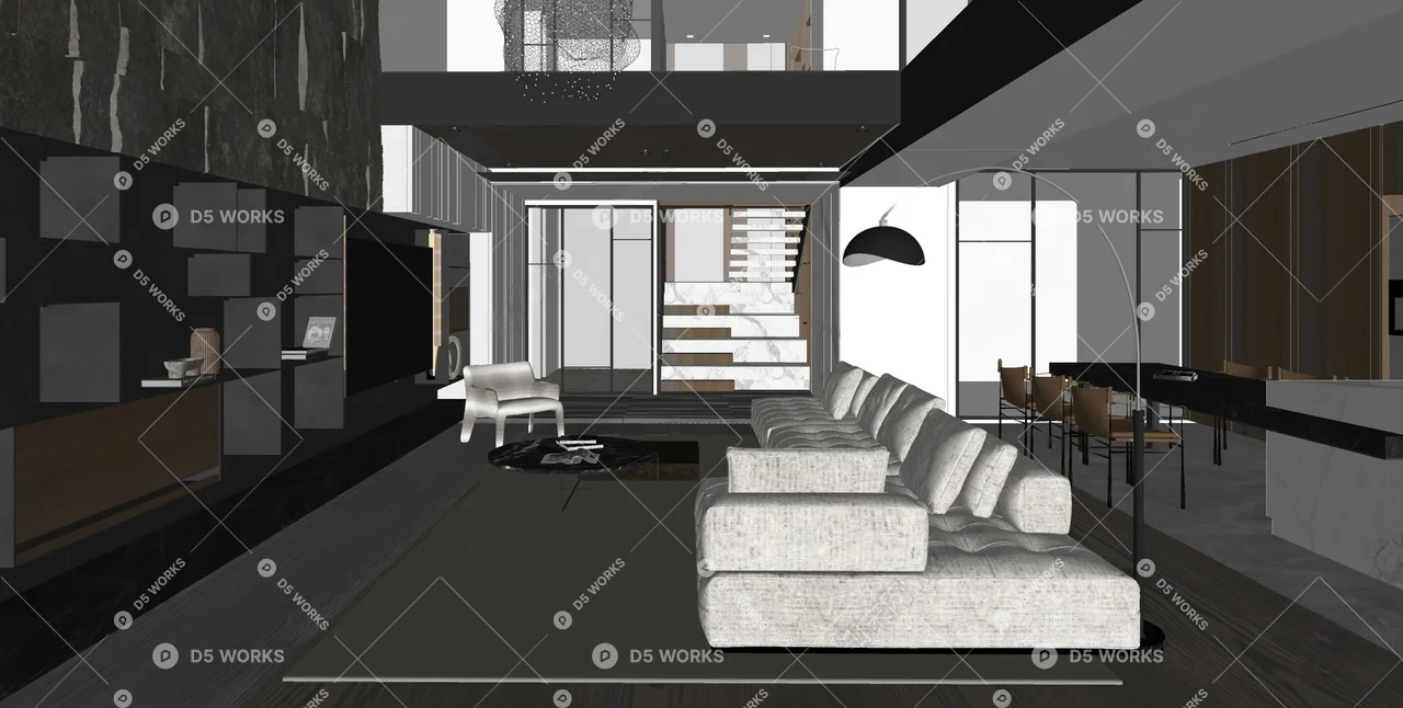 Italian Villa Living Room 3d model thumbnail 2