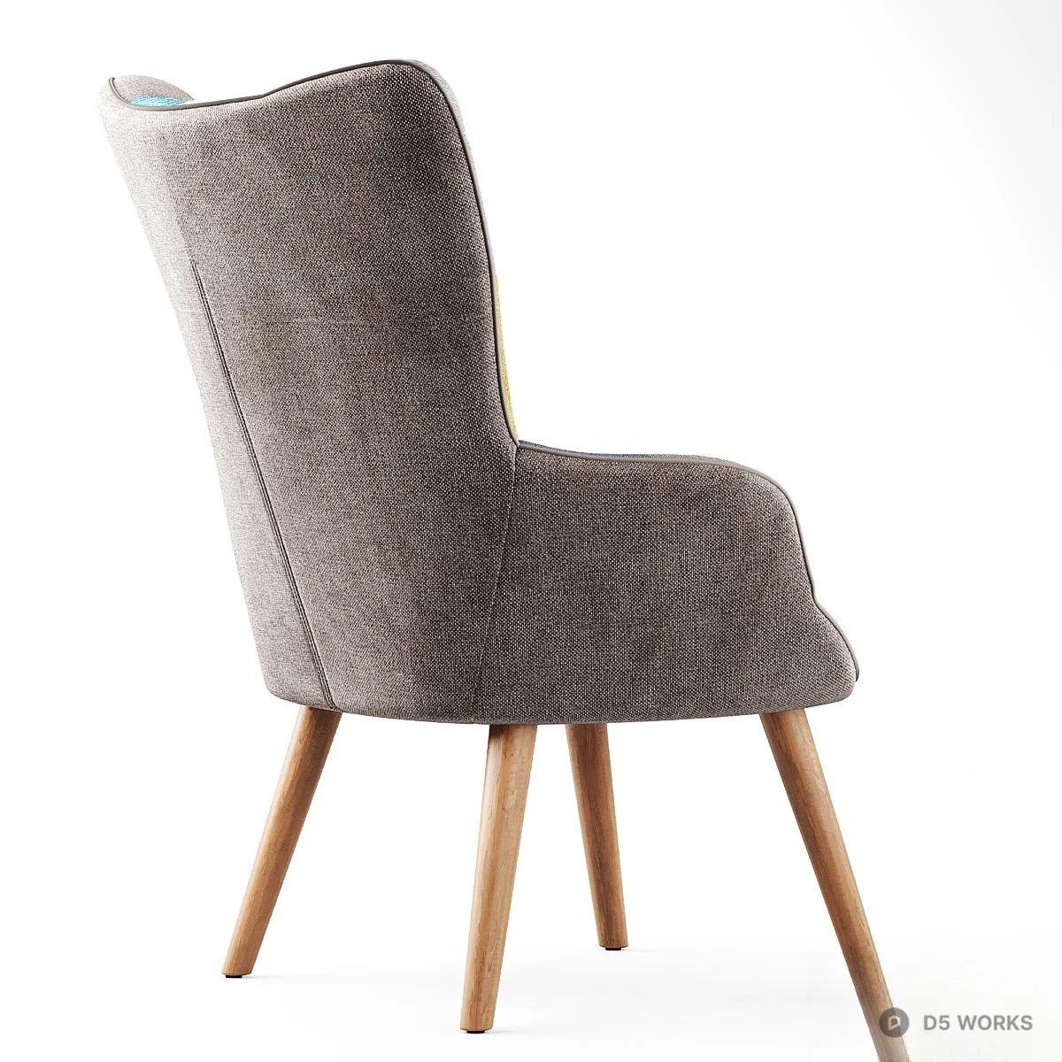 Patchwork Upholstered Armchair 3d model thumbnail 2
