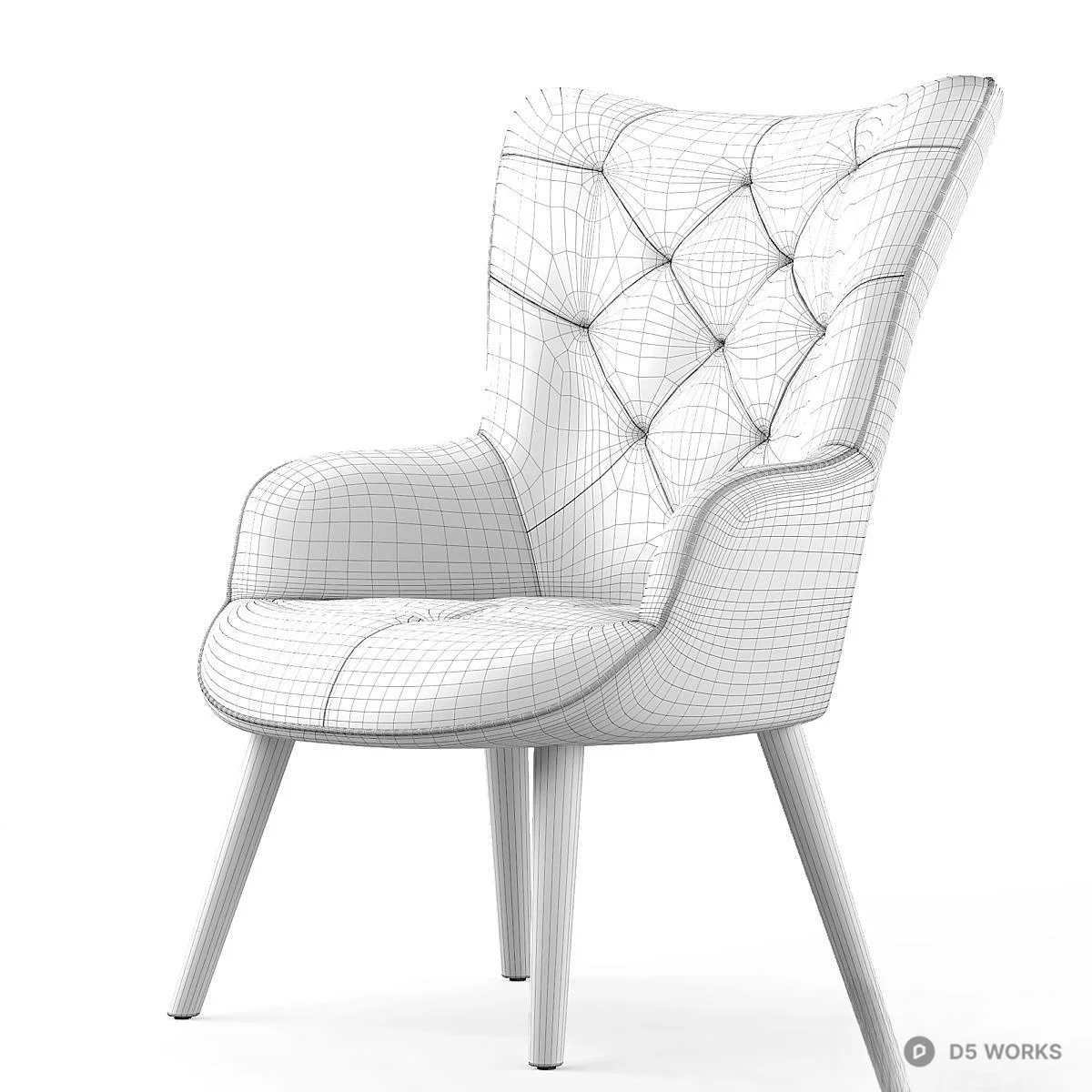 Patchwork Upholstered Armchair 3d model thumbnail 3