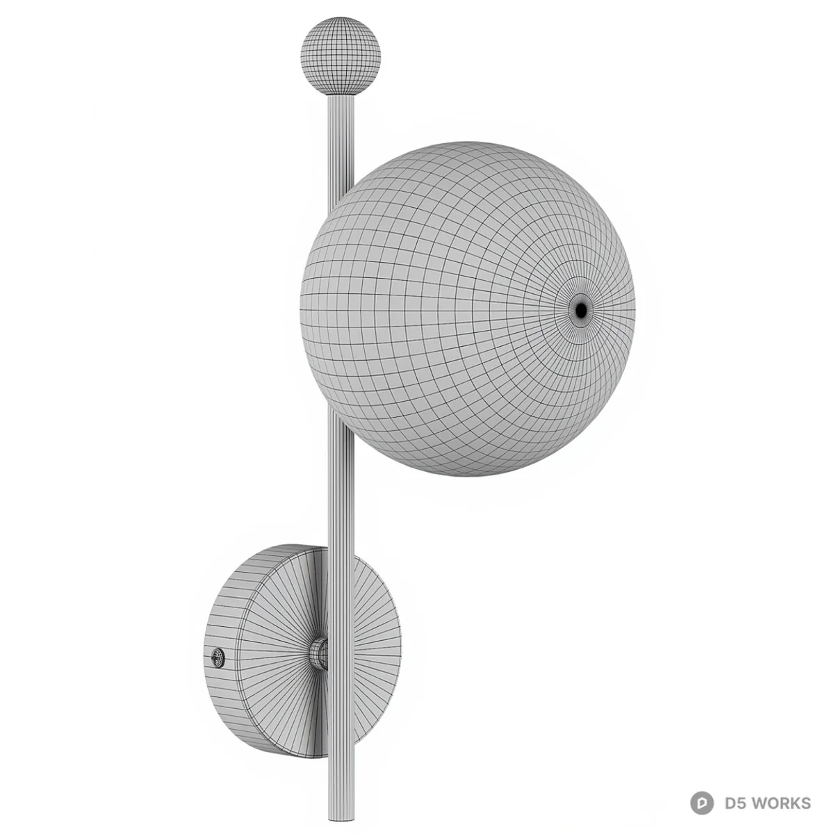 Minimalist Black Wall Lamp With Frosted Glass Globe 3d model thumbnail 3