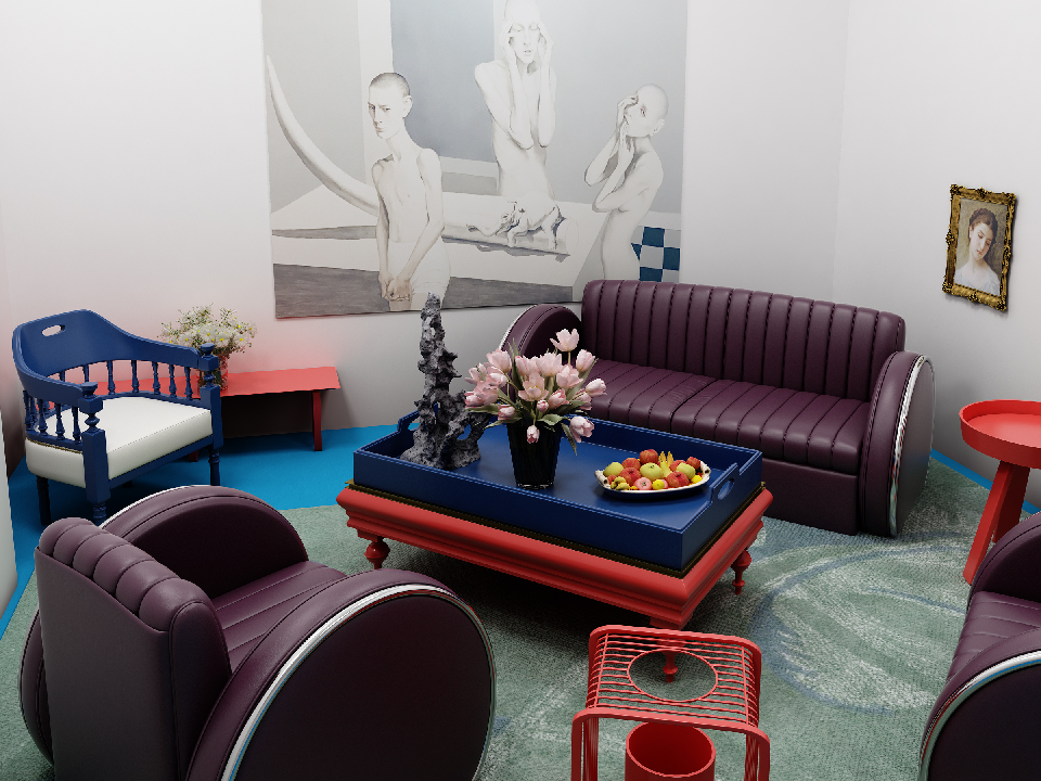 Art Deco Sofa & Side Table Set