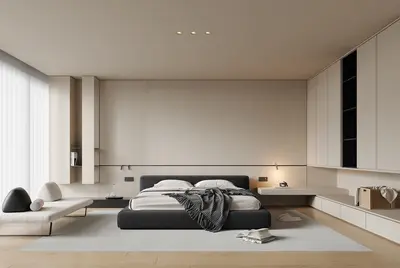 Minimalist Modern Bedroom with Integrated Storage 3d model