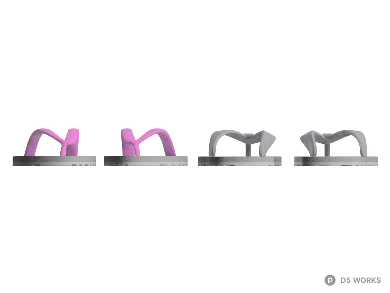 Gray Flip Flops With Pink Straps 3d model thumbnail 2