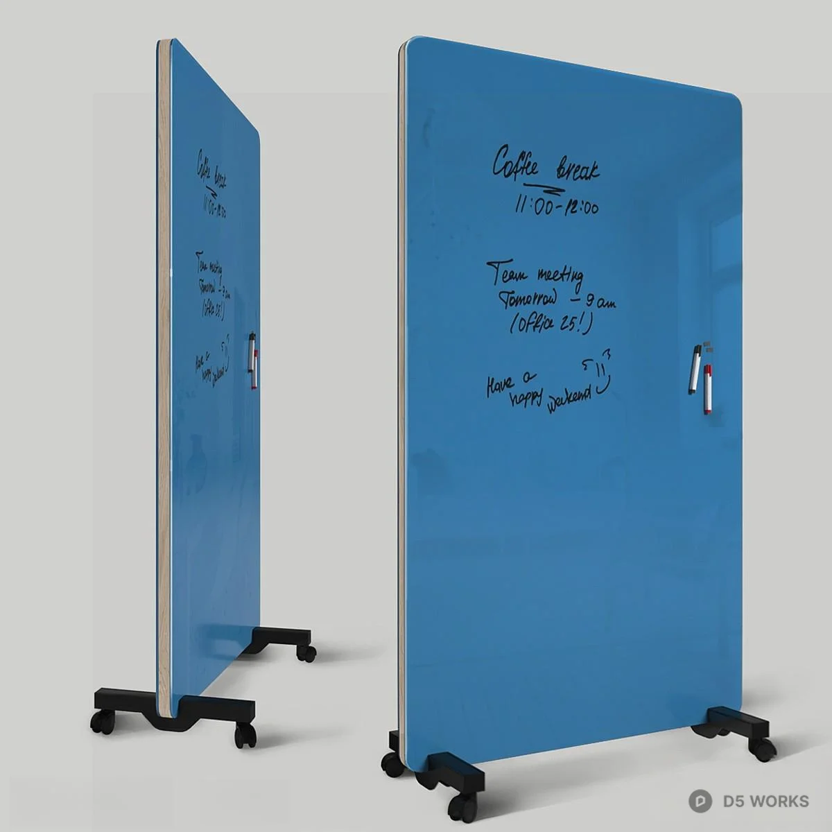 Mobile Whiteboard With Red Marker Notes 3d model thumbnail 2