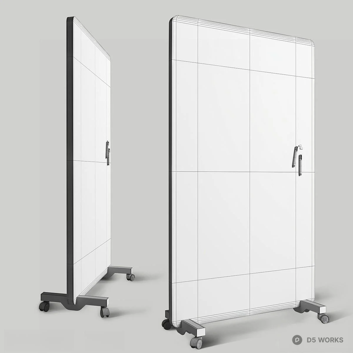 Mobile Whiteboard With Red Marker Notes 3d model thumbnail 4
