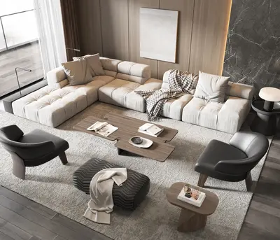 Modern Sofa & Side Table Set