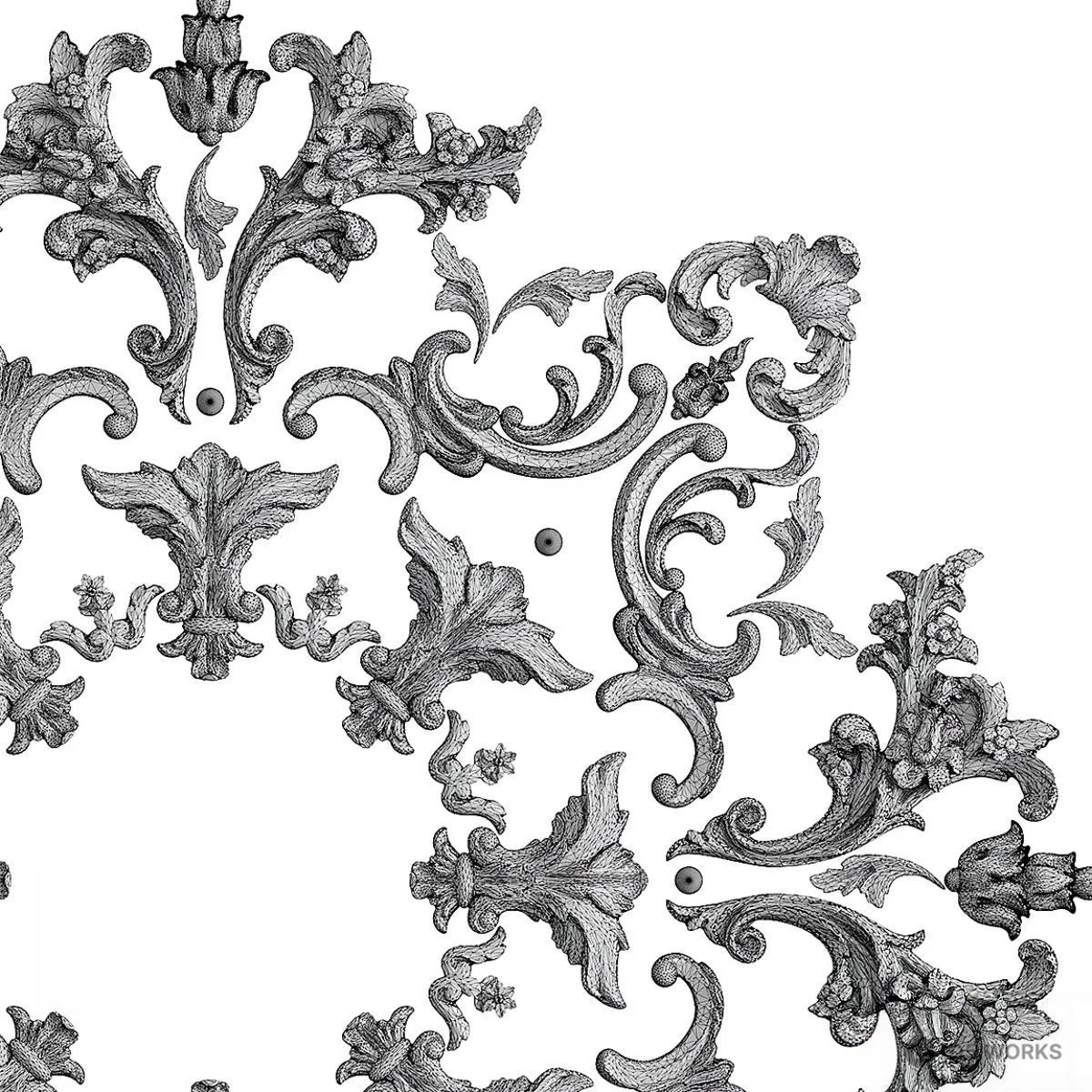 Baroque Style Ceiling Medallion 3d model thumbnail 2