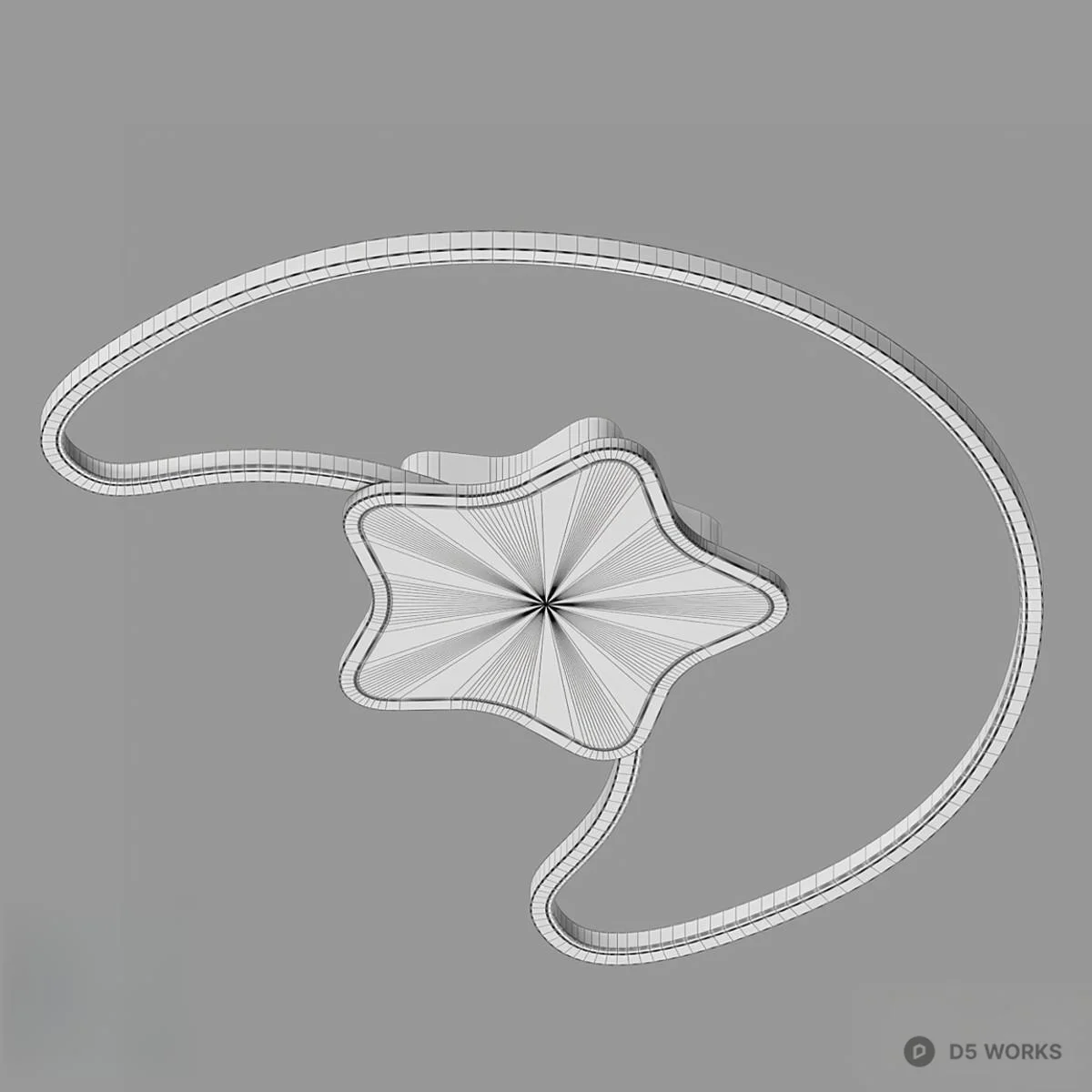 Moon And Star Acrylic LED Ceiling Light 3d model thumbnail 2