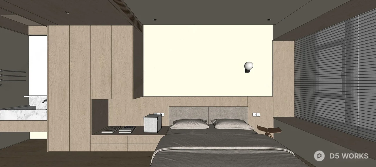 Organic Modern Bedroom with Minimalist Aesthetic 3d model thumbnail 2