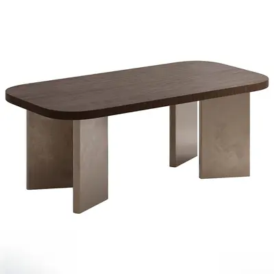 Minimalist Solid Wood Dining Table With Metal Legs 3d model